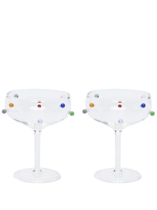 Clear Pomponette Champagne Coupe Set