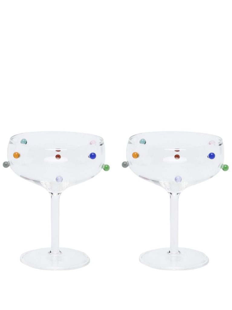 Clear Pomponette Champagne Coupe Set
