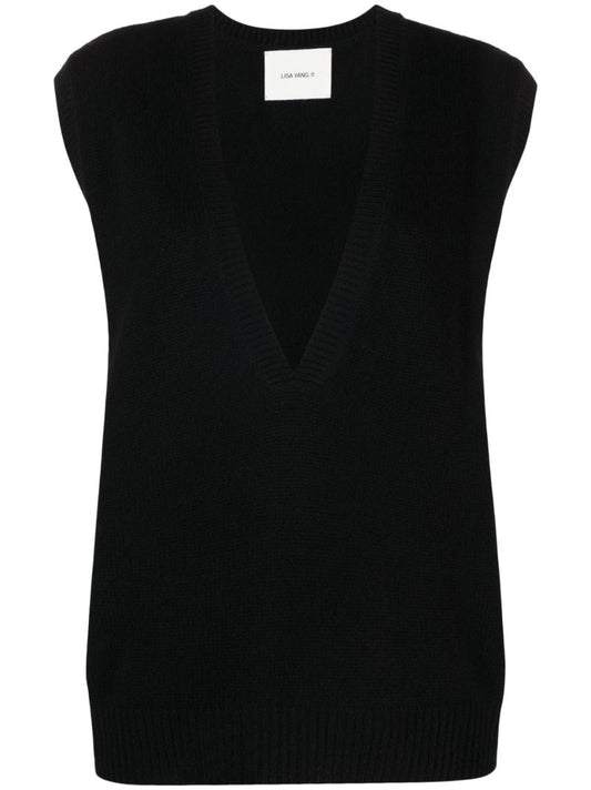 Black Linn V-neck Cashmere Vest