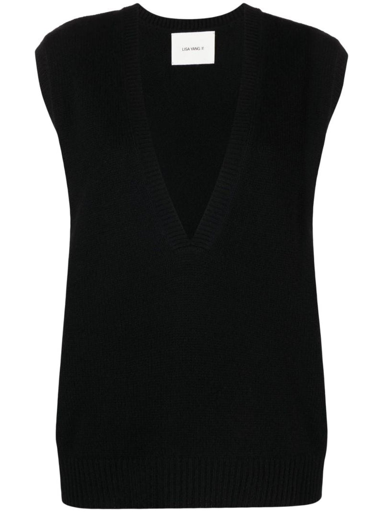 Black Linn V-neck Cashmere Vest