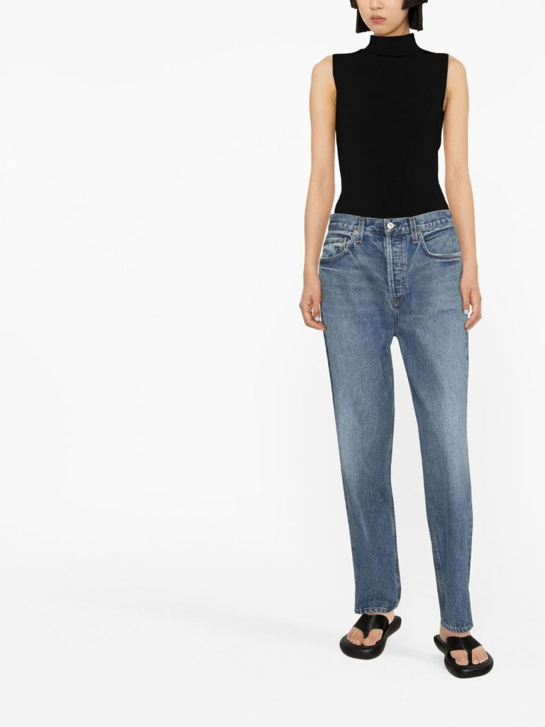Blue Devi Low-rise Tapered Jeans