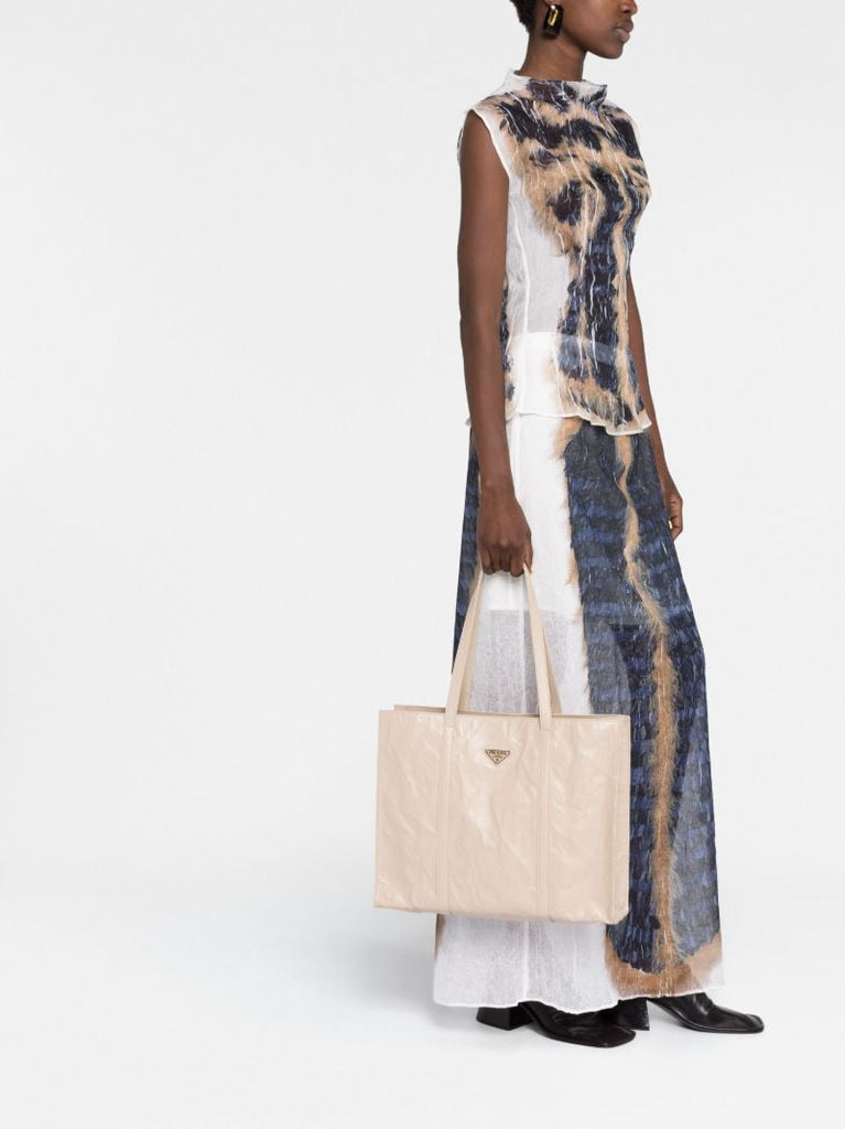 Neutral Large Leather Tote Bag