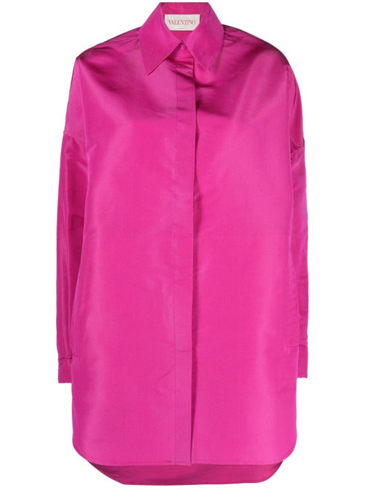 Pink Oversized Silk Shirt