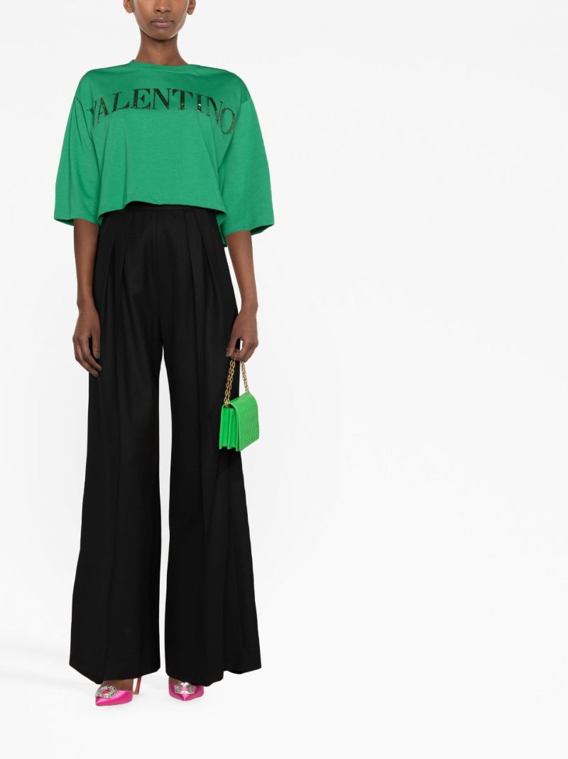Green Sequin-embellished Crop Top