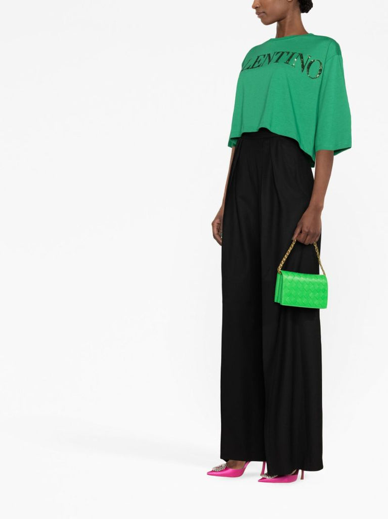 Green Sequin-embellished Crop Top