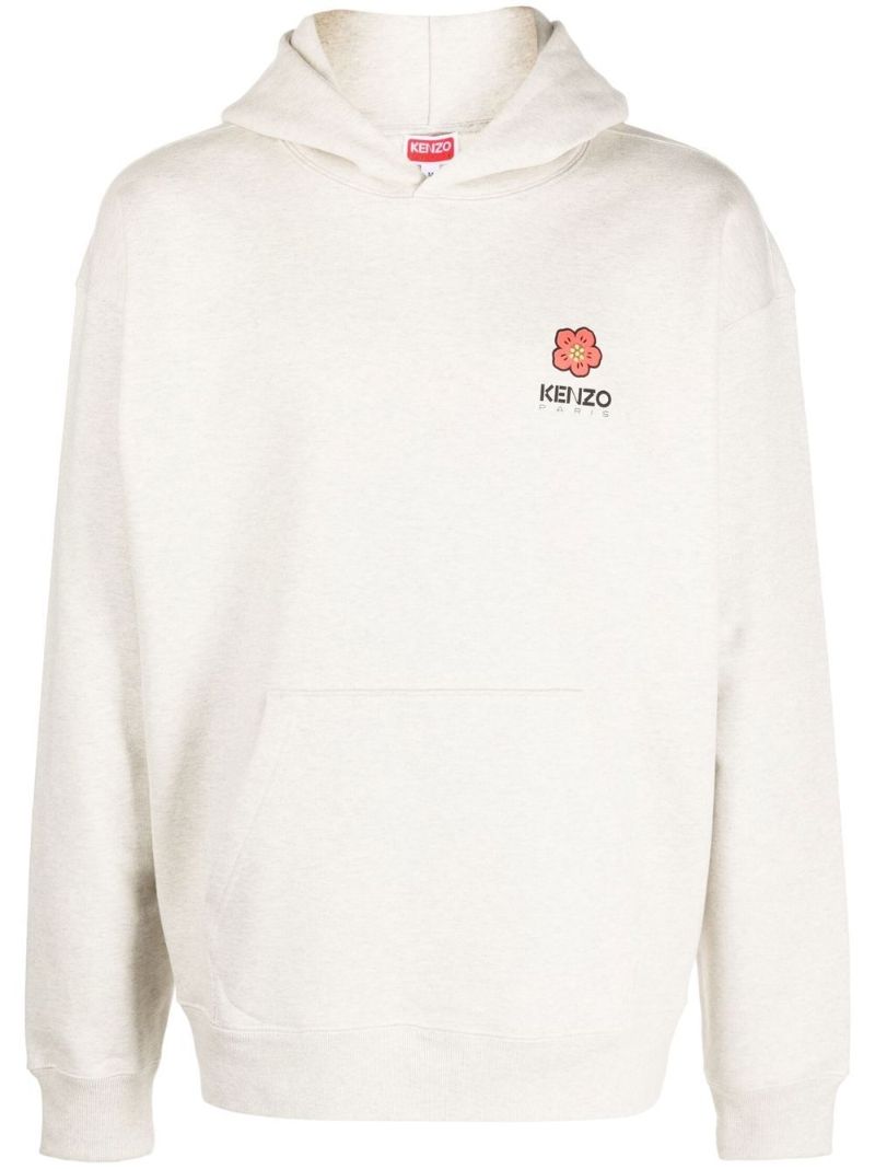 Grey Cotton Boke Flower Hoodie