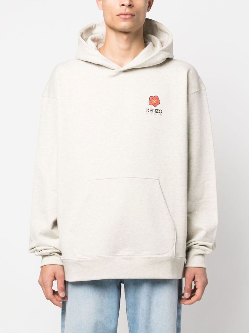 Grey Cotton Boke Flower Hoodie