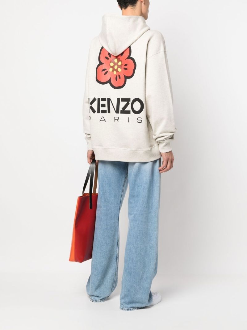Grey Cotton Boke Flower Hoodie