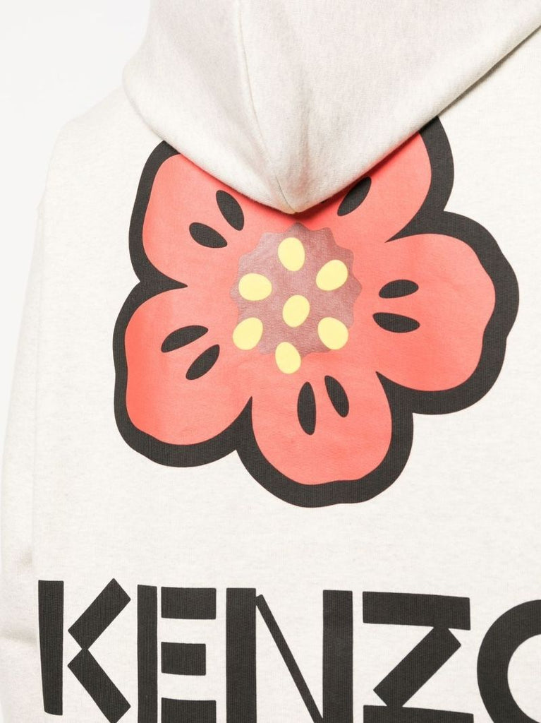 Grey Cotton Boke Flower Hoodie