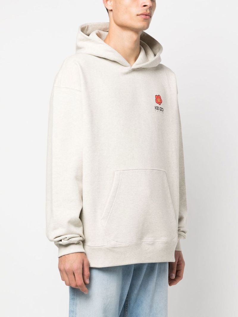 Grey Cotton Boke Flower Hoodie