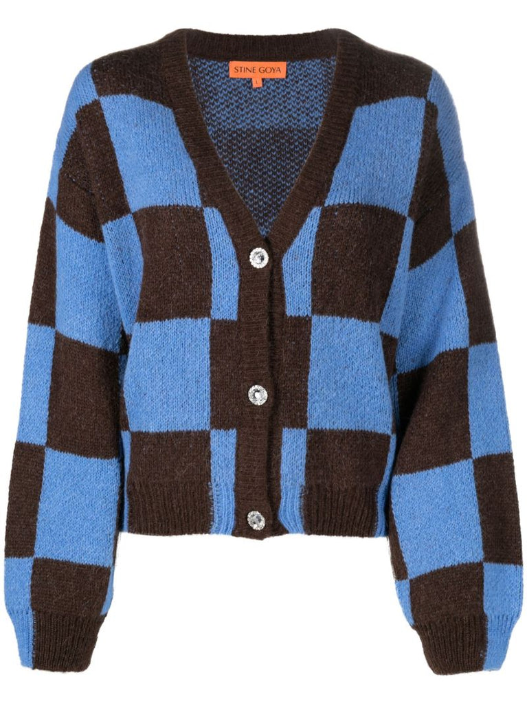 Blue Amara Check Cardigan