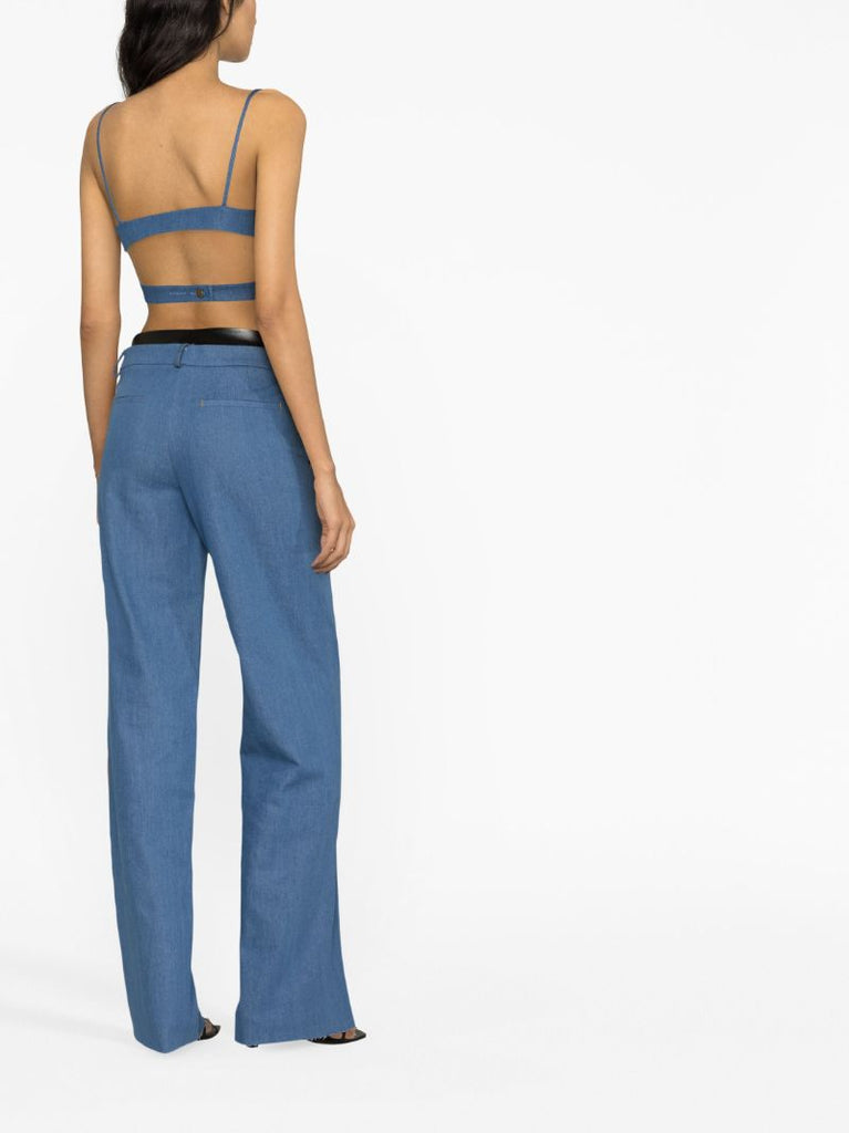 Blue Cross-front Denim Bralette