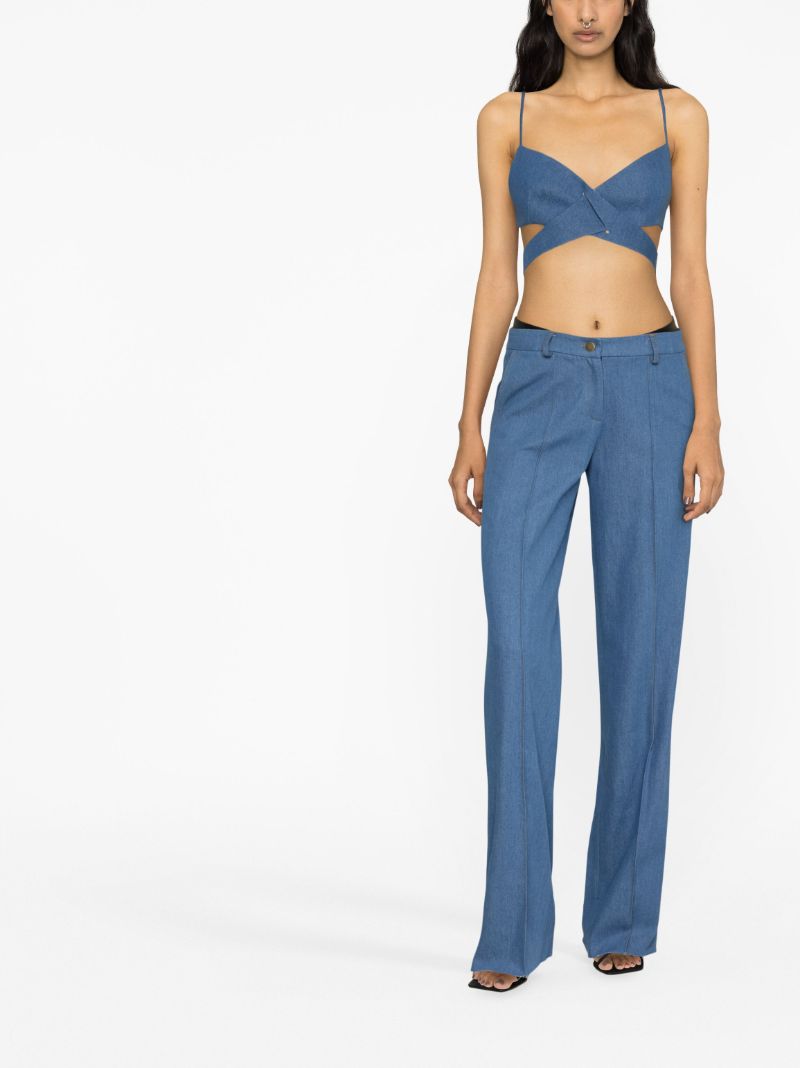Blue Cross-front Denim Bralette