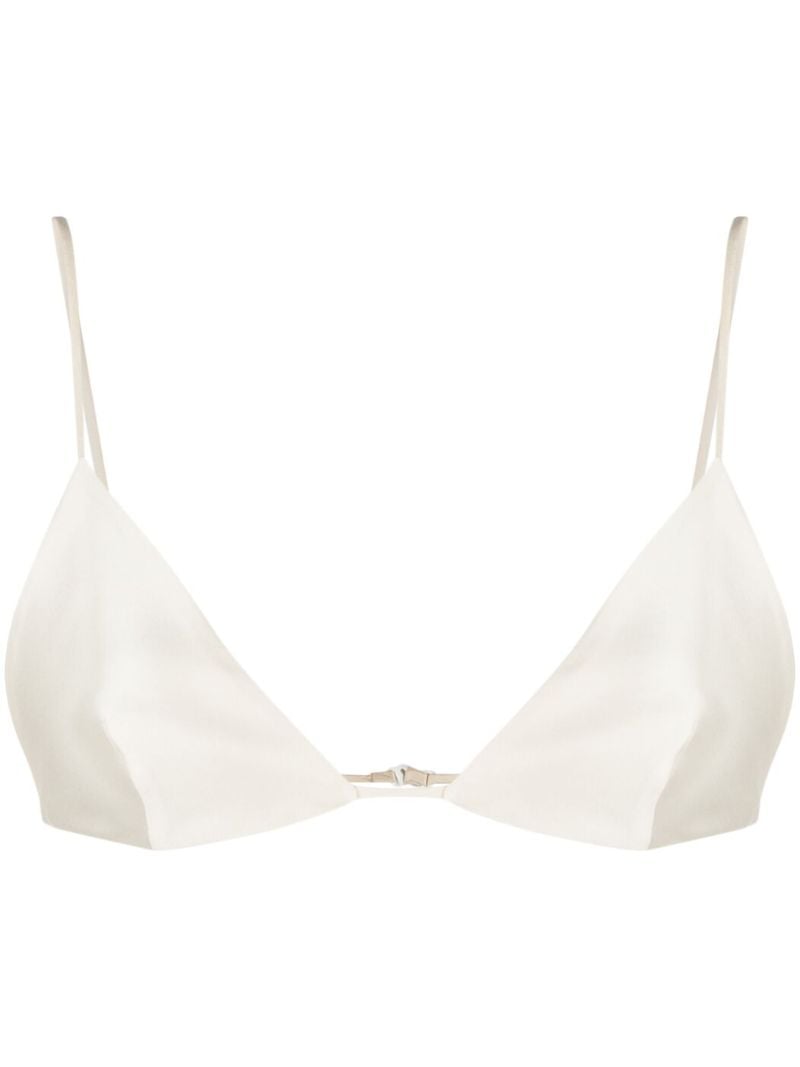 White Triangle Cup Silk Bralette