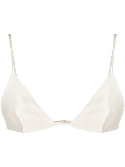 White Triangle Cup Silk Bralette