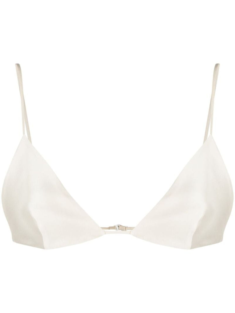White Triangle Cup Silk Bralette