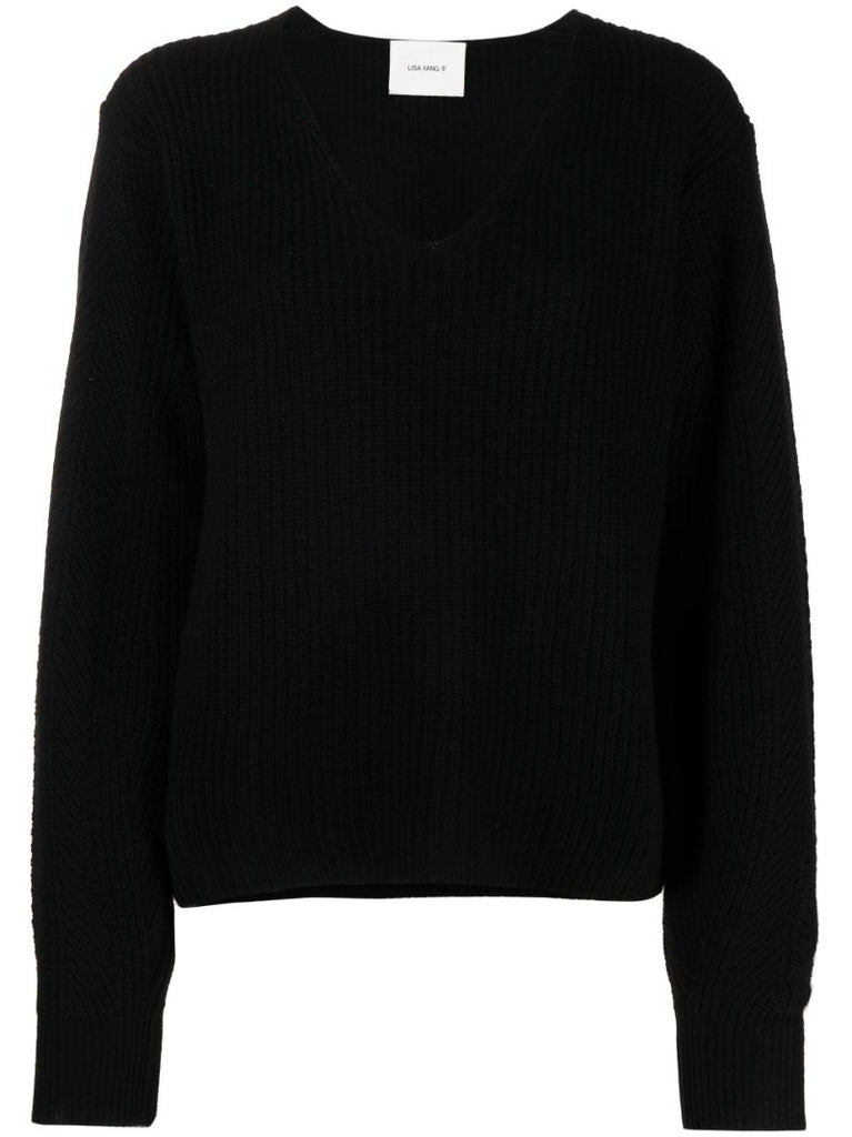 Black Maya V-neck Cashmere Jumper