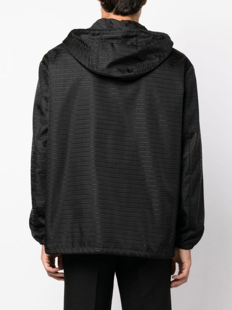 Black Re-nylon Zip-up Jacket