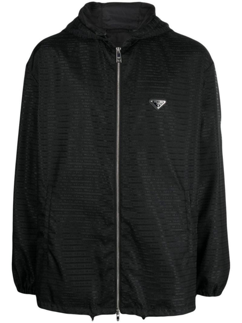 Black Re-nylon Zip-up Jacket