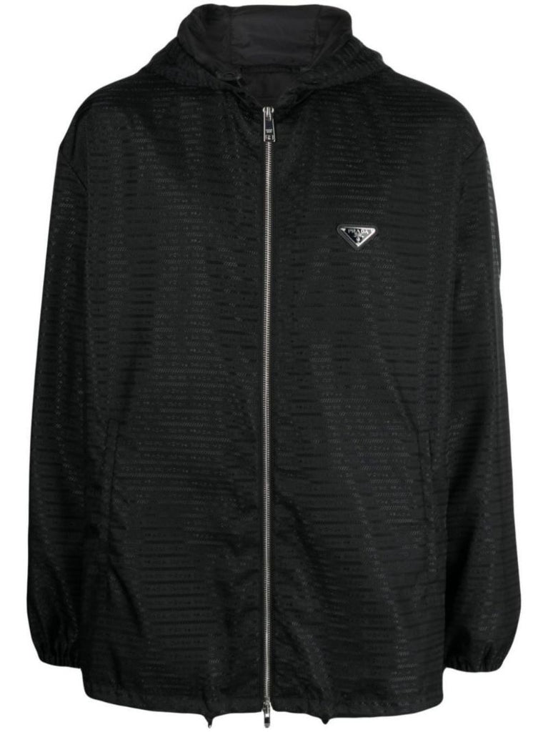 Black Re-nylon Zip-up Jacket