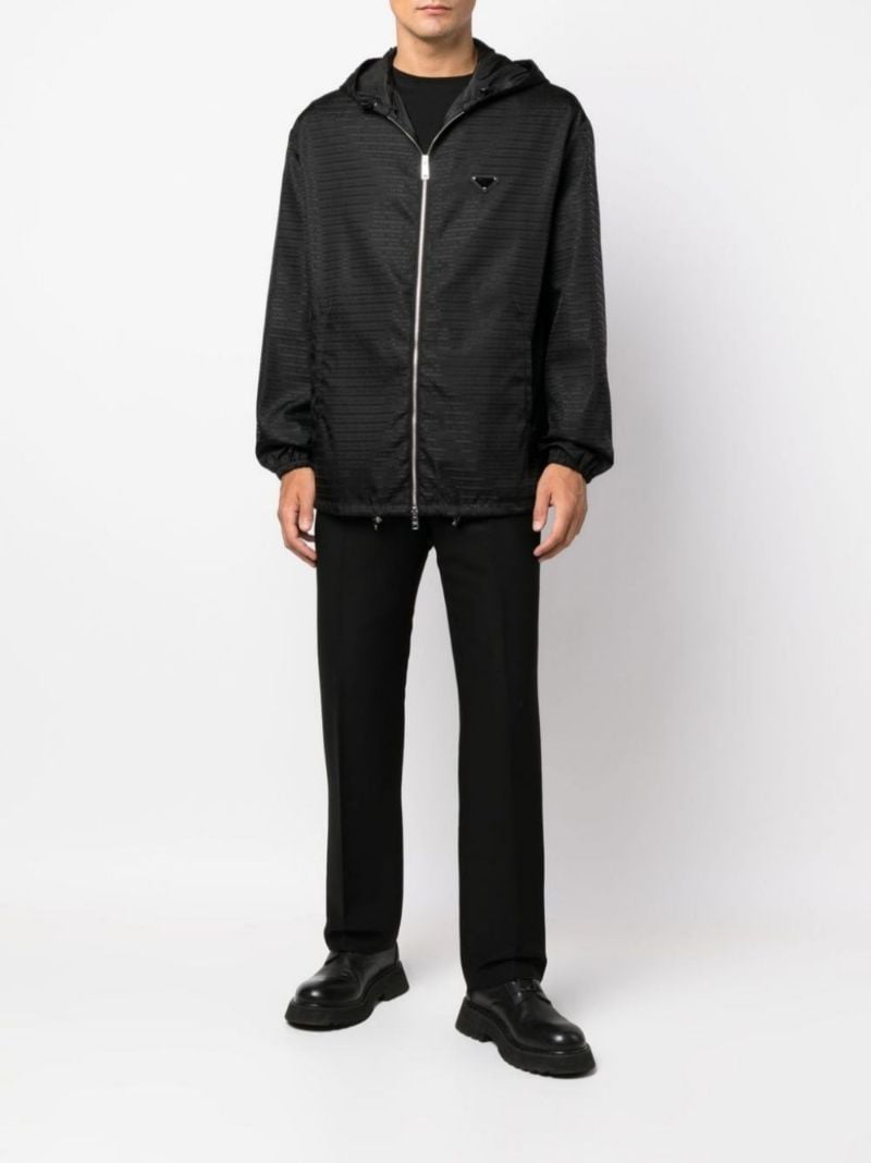 Black Re-nylon Zip-up Jacket