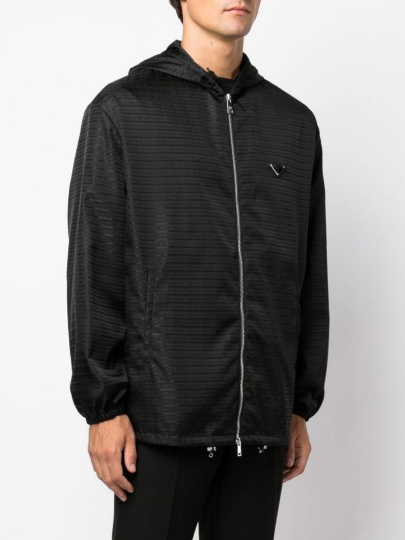 Black Re-nylon Zip-up Jacket