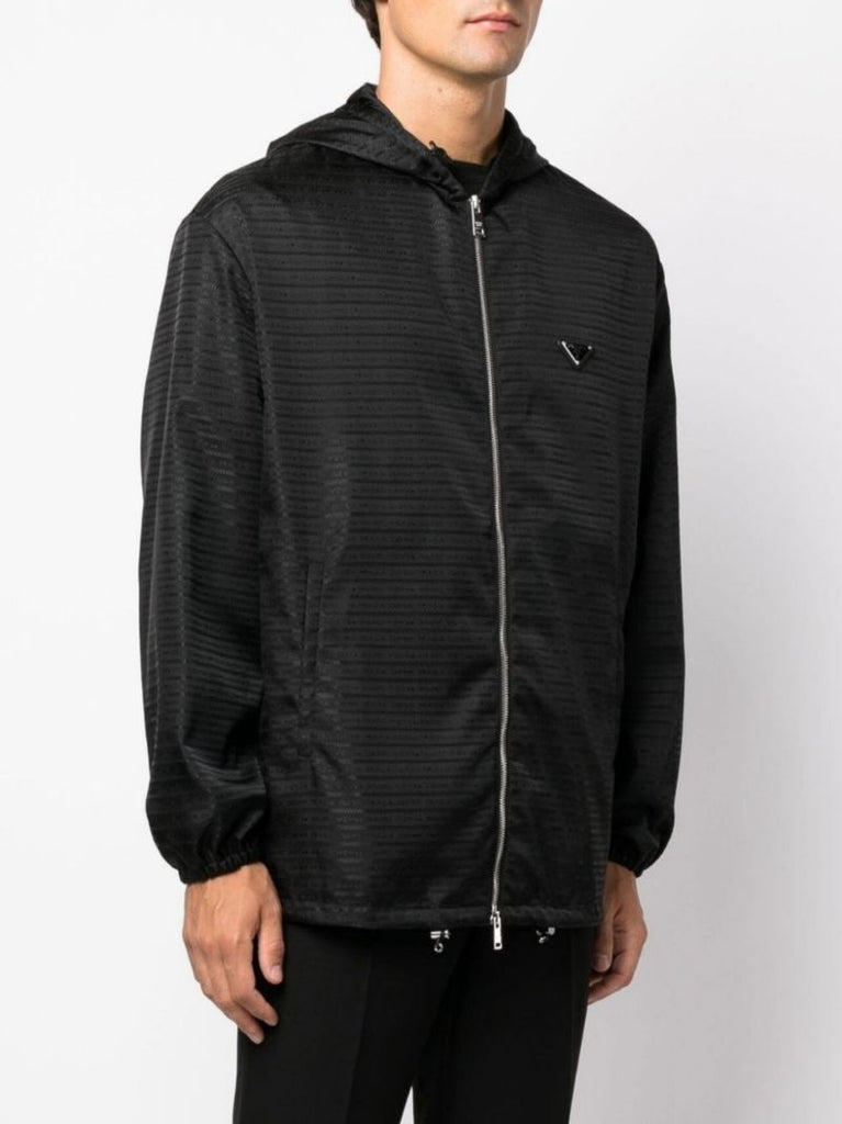 Black Re-nylon Zip-up Jacket