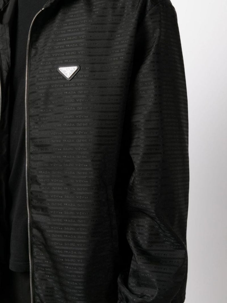 Black Re-nylon Zip-up Jacket