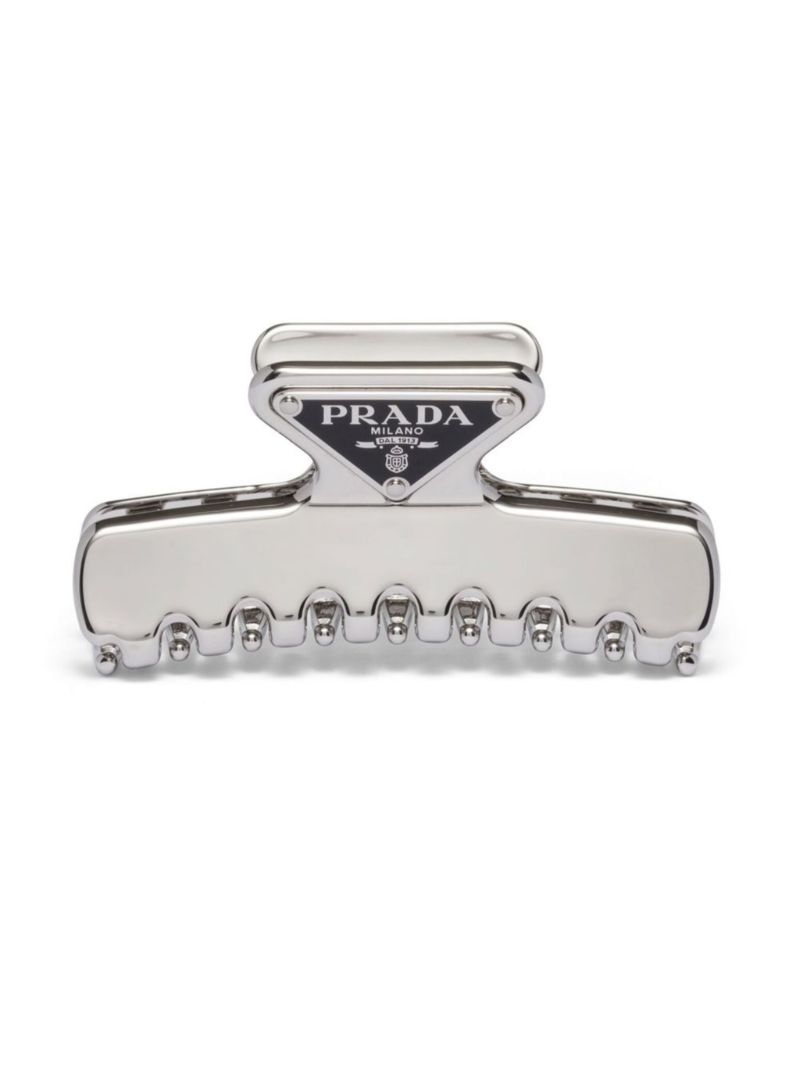 Silver-tone Logo Metal Hair Clip