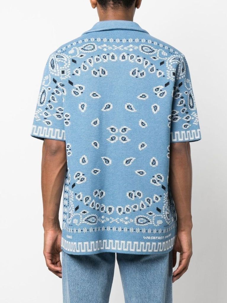 Blue Bandana Cotton Bowling Shirt