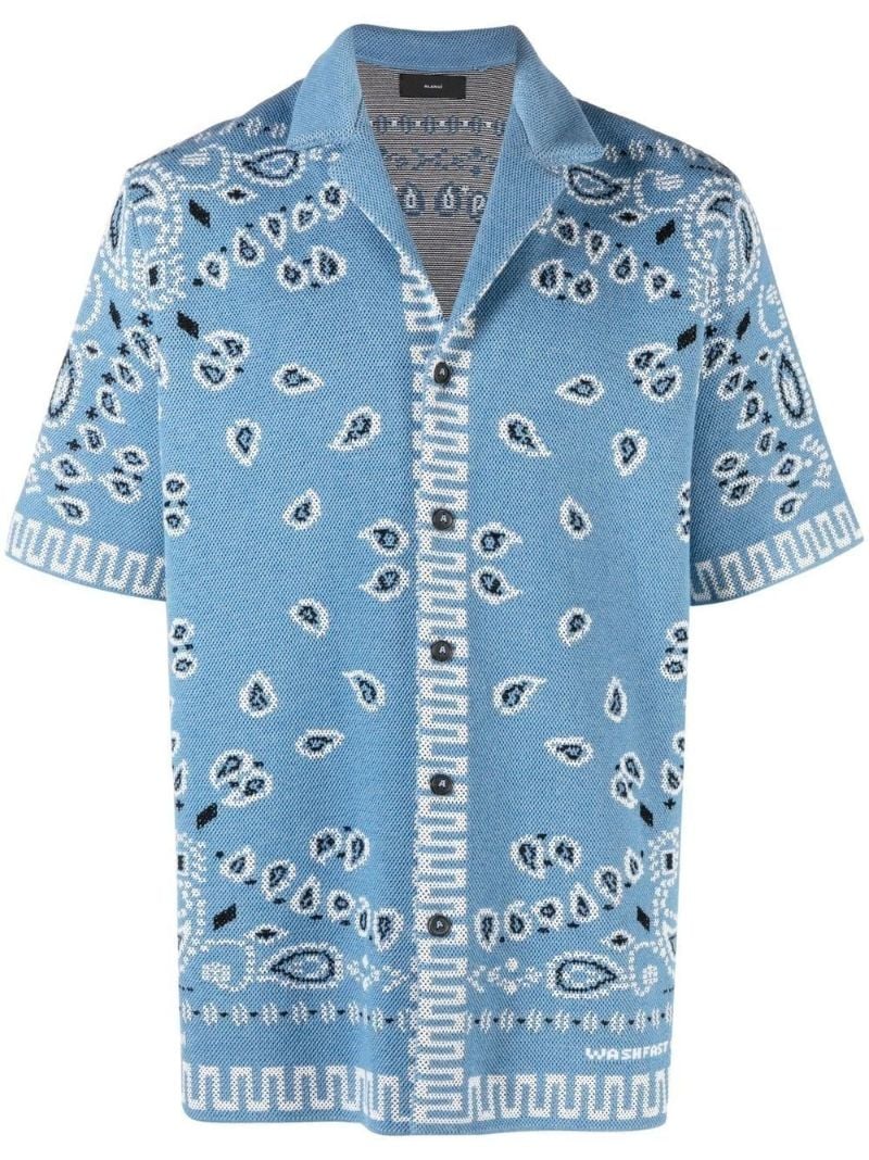 Blue Bandana Cotton Bowling Shirt