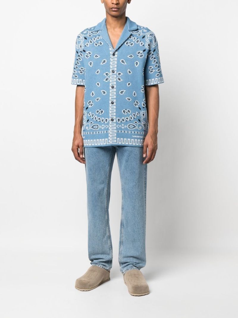 Blue Bandana Cotton Bowling Shirt