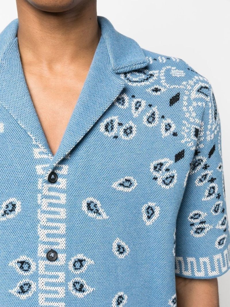 Blue Bandana Cotton Bowling Shirt