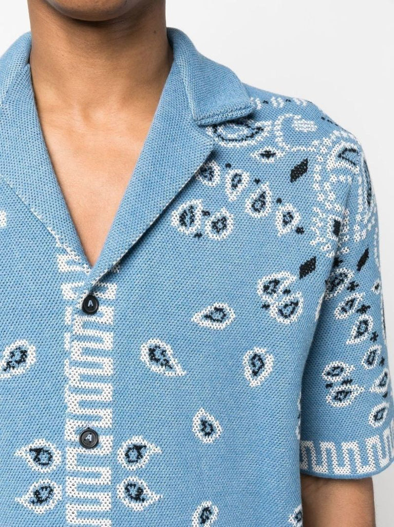 Blue Bandana Cotton Bowling Shirt