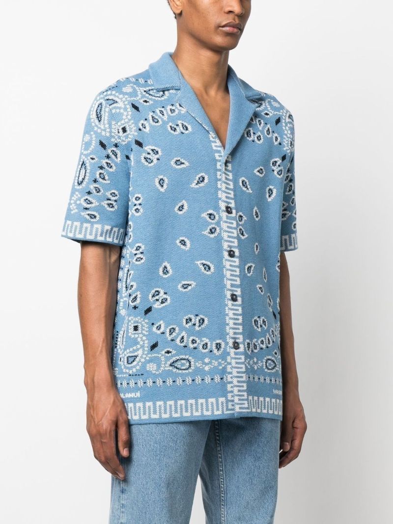 Blue Bandana Cotton Bowling Shirt