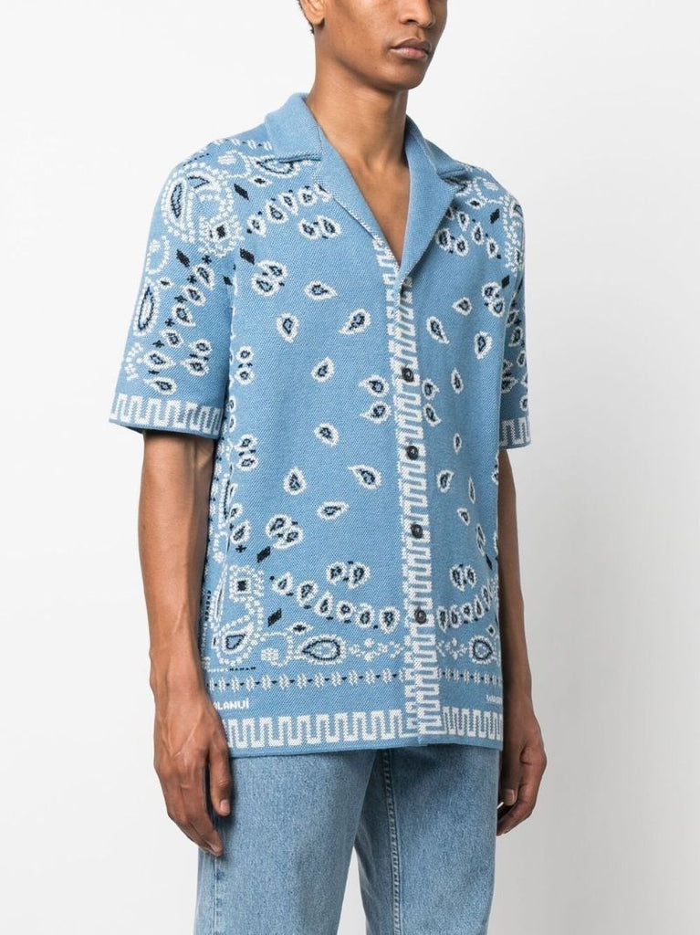 Blue Bandana Cotton Bowling Shirt