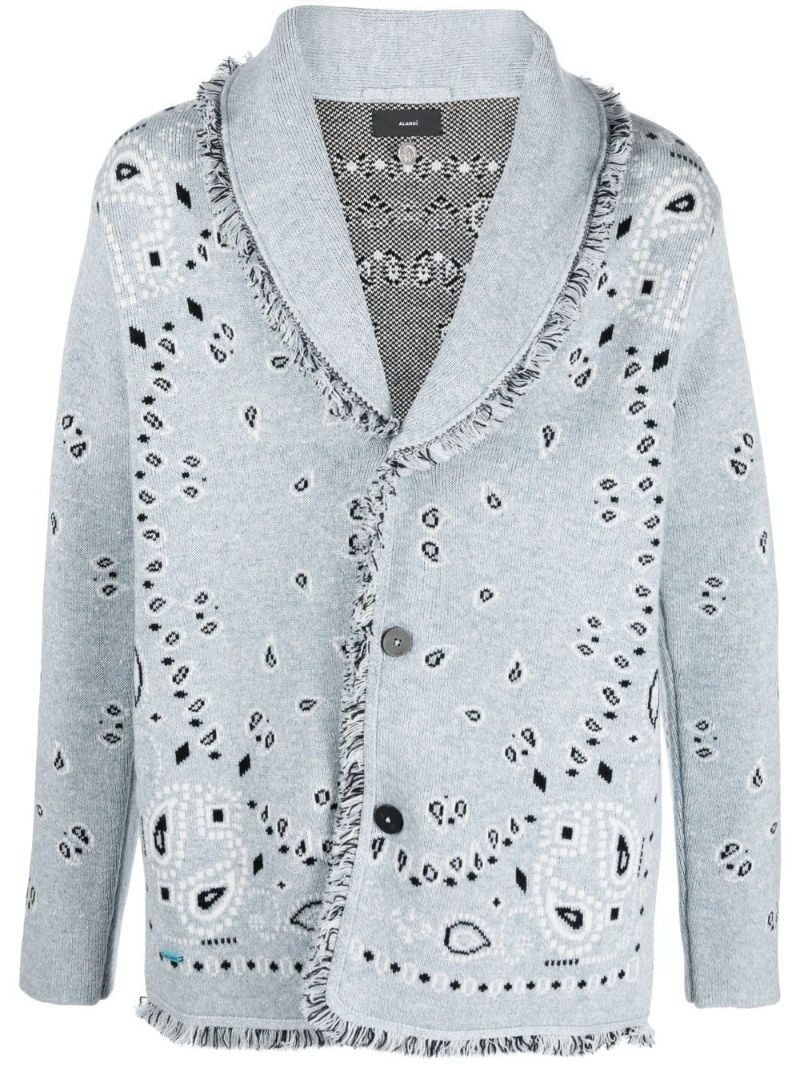 Blue Bandana Jacquard Cardigan