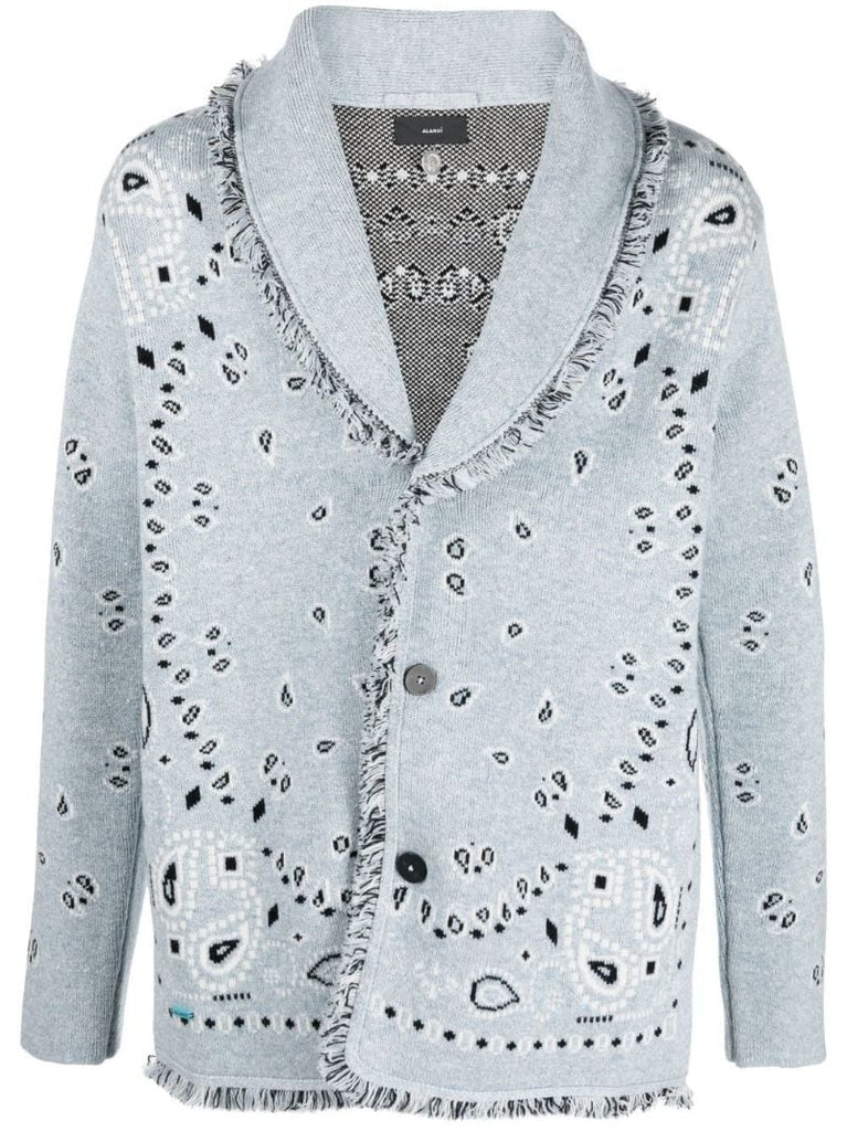 Blue Bandana Jacquard Cardigan