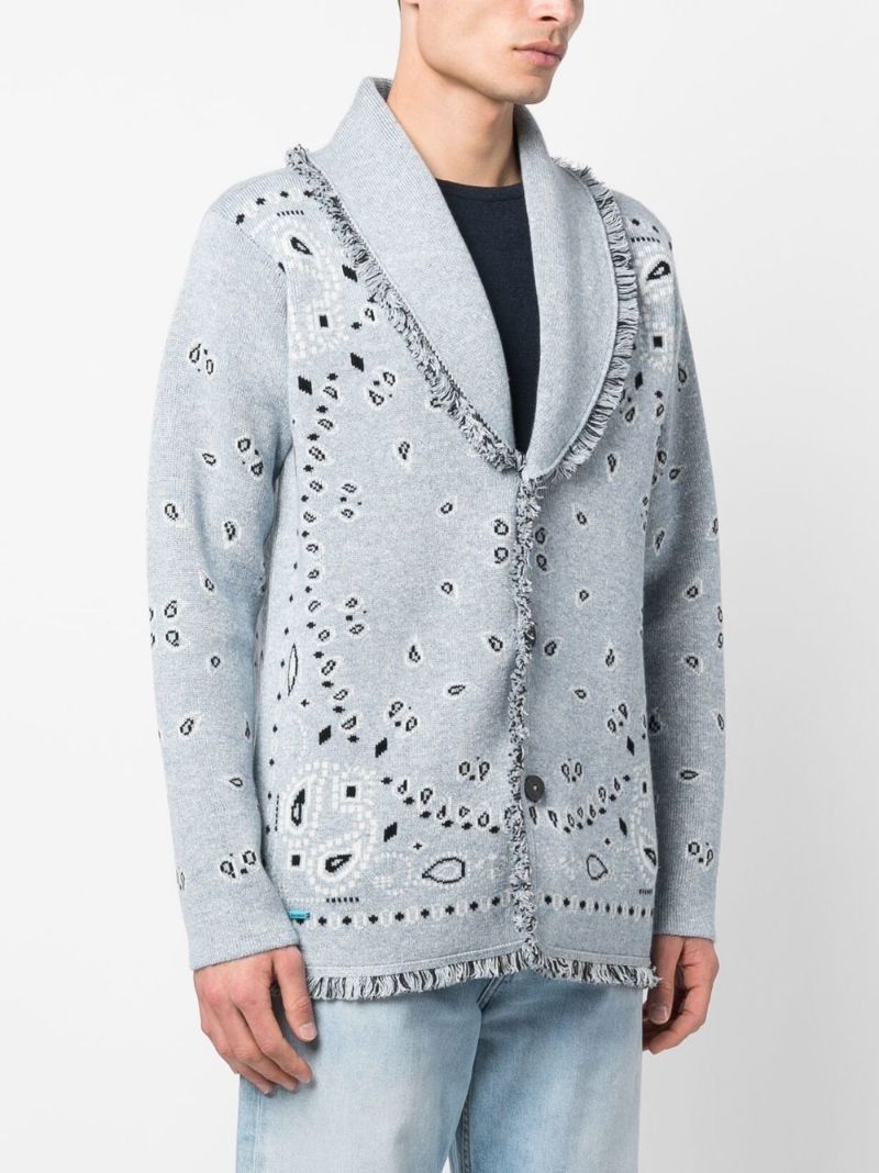 Blue Bandana Jacquard Cardigan