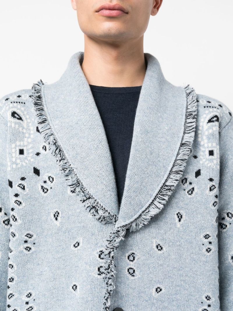 Blue Bandana Jacquard Cardigan