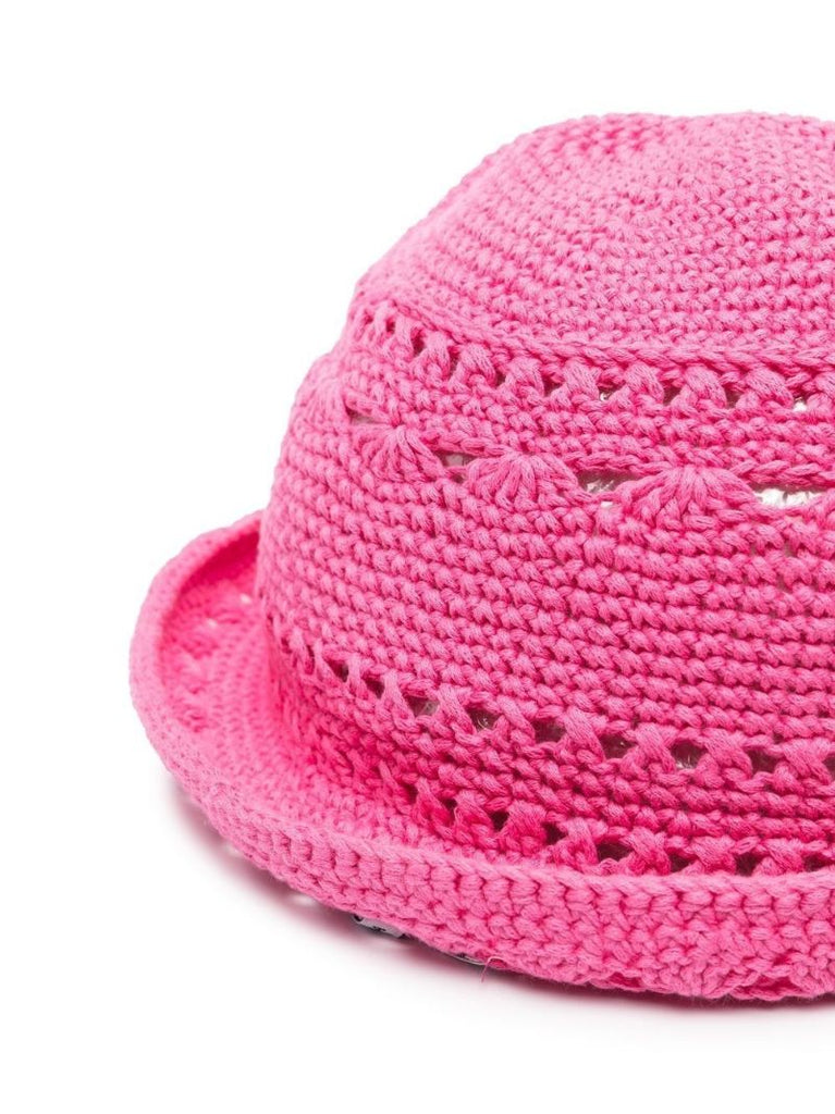 Pink Logo Embroidered Crochet Hat