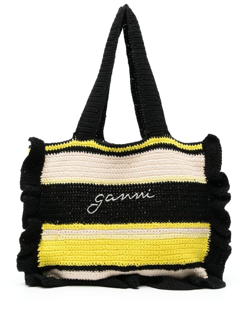Black Crochet Frill Tote Bag