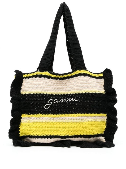 Black Crochet Frill Tote Bag