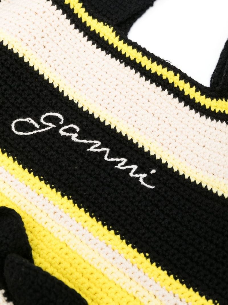 Black Crochet Frill Tote Bag