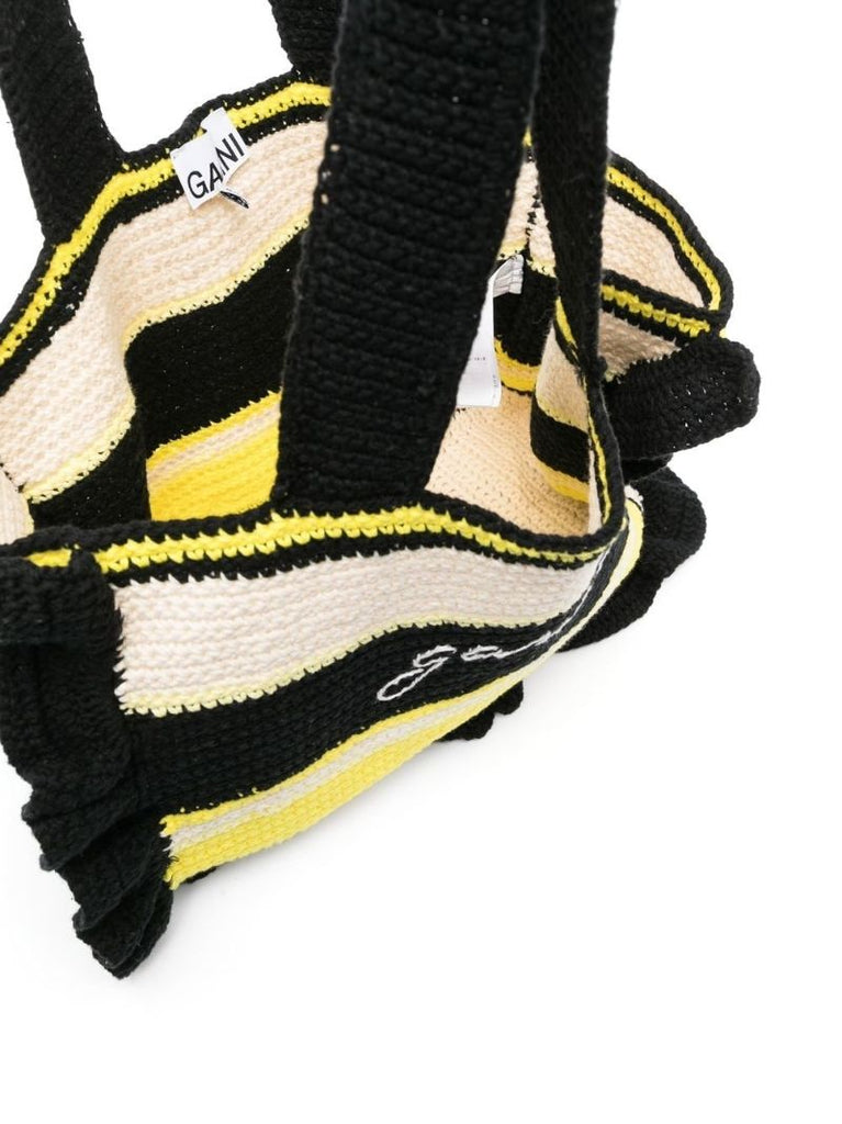 Black Crochet Frill Tote Bag