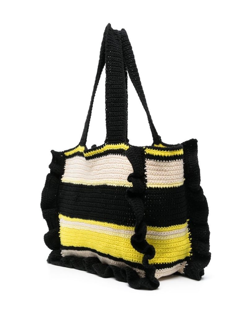 Black Crochet Frill Tote Bag