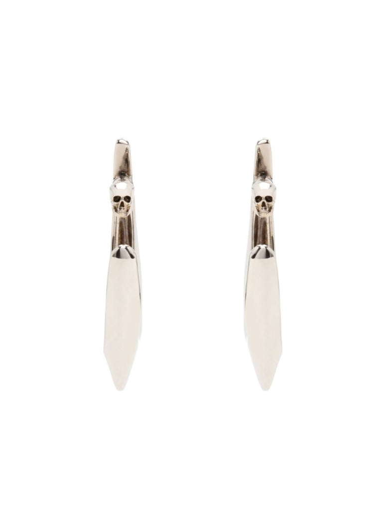 Silver-tone Skull Hoop Earrings