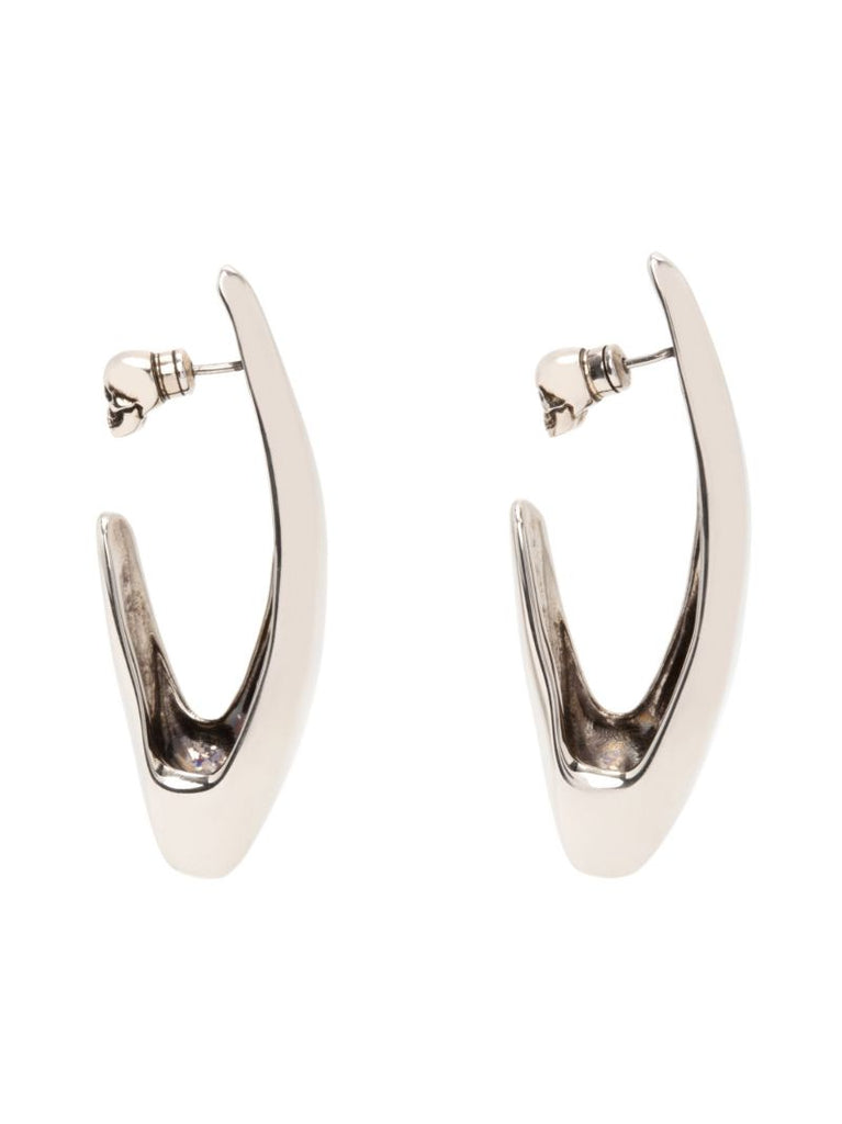 Silver-tone Skull Hoop Earrings