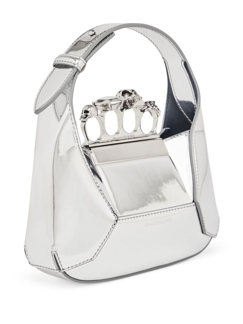 Silver-tone Metallic Jewelled Hobo Mini Bag