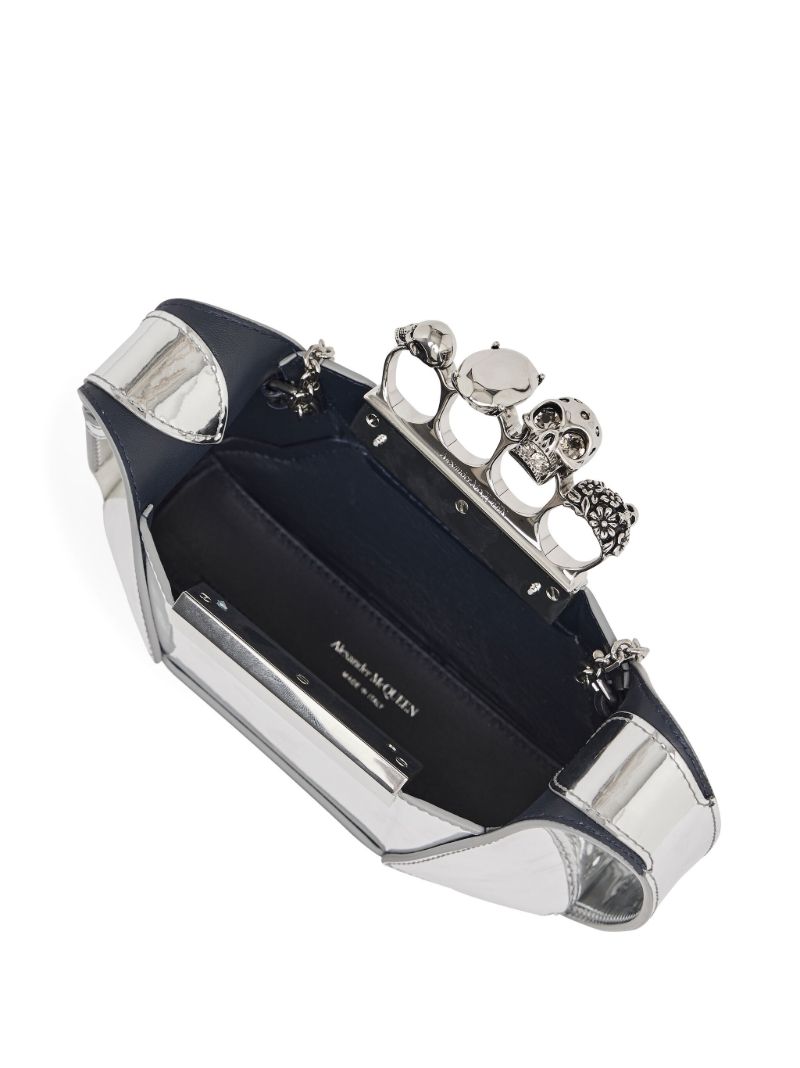 Silver-tone Metallic Jewelled Hobo Mini Bag